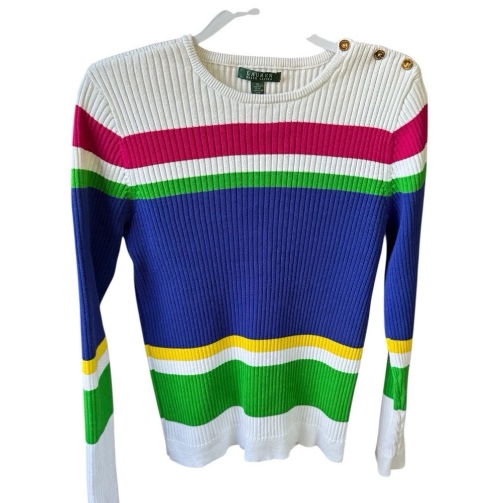 Ralph Lauren White Knit with Gold Button